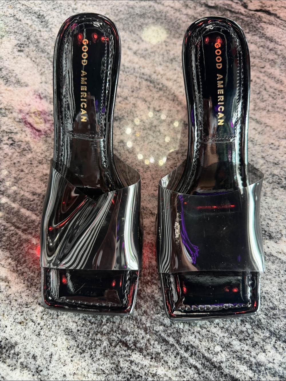 Good American Black Patent Square-Toe Mules - Picture 2 of 3